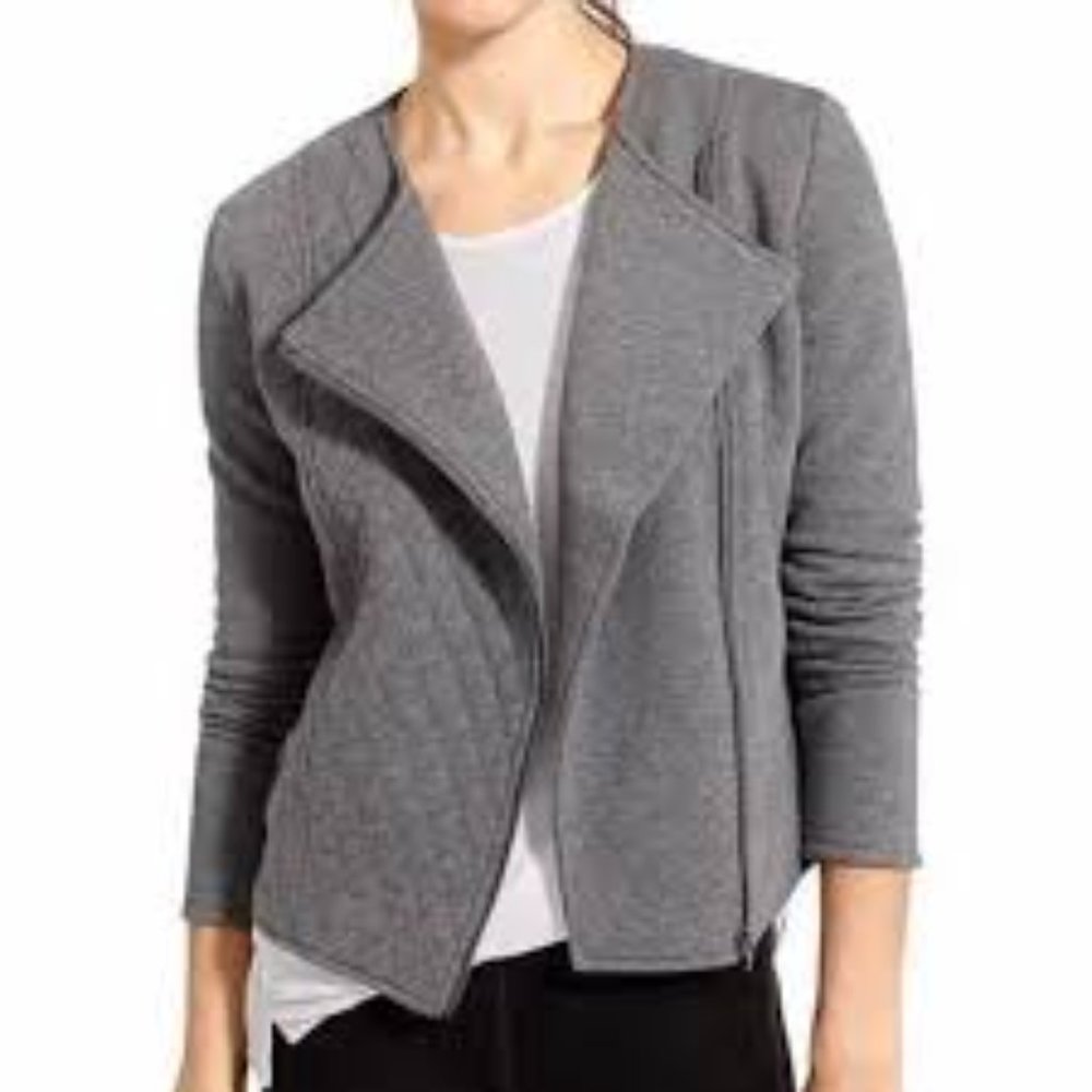 Athleta Belvedere Grey Quilted Moto Jacket, XL